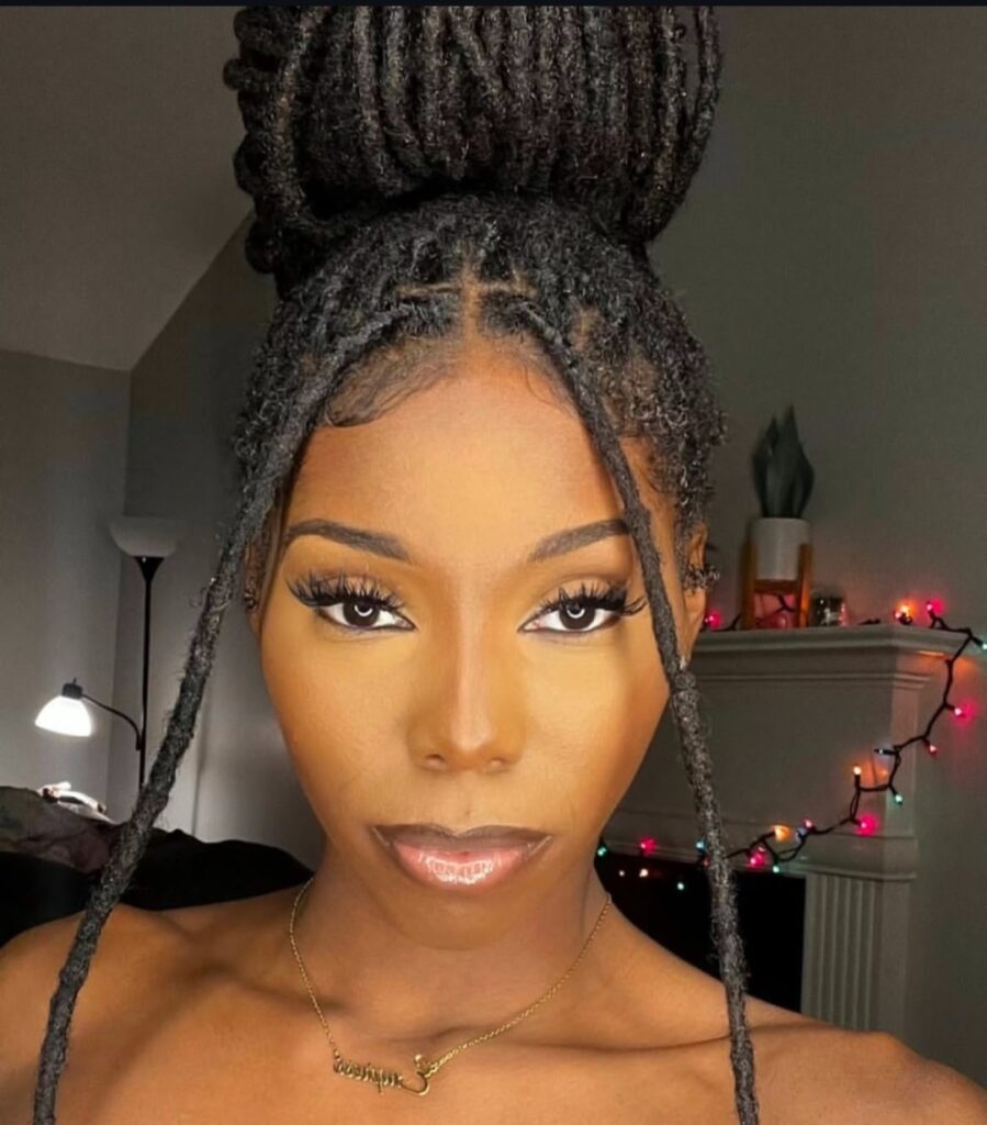 High ponytail turned into a bun locs styling