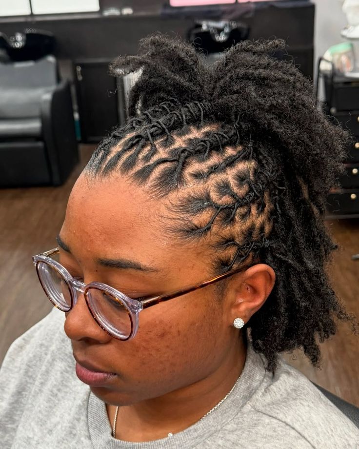 Cornrowed front neatly styled locs