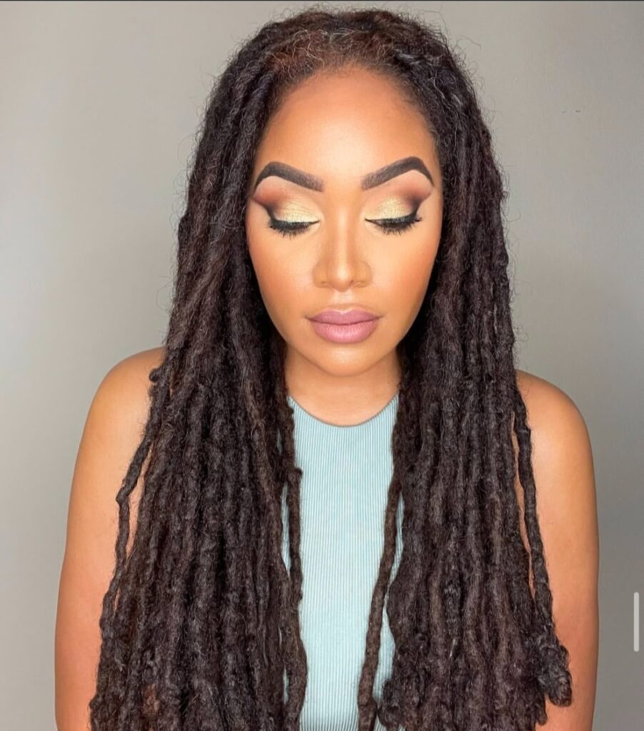 Woman on instant crochet locs