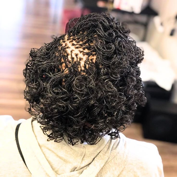 Back view of curly tip of starter Sisterlocks
