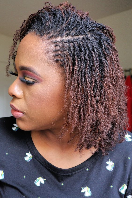 Side swept sisterlocks on woman