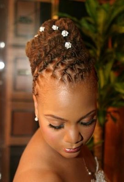 locs updo on a bride