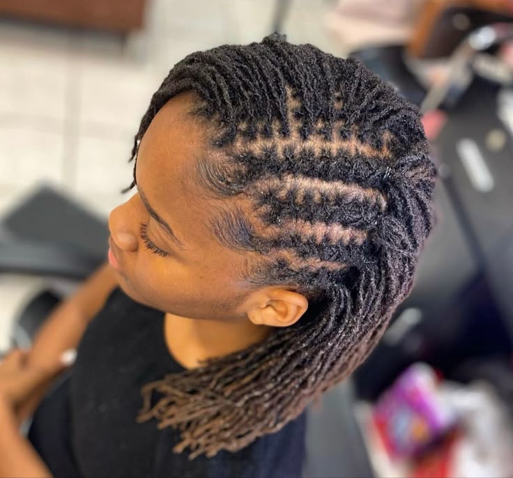 one side cornrow of sisterlocs