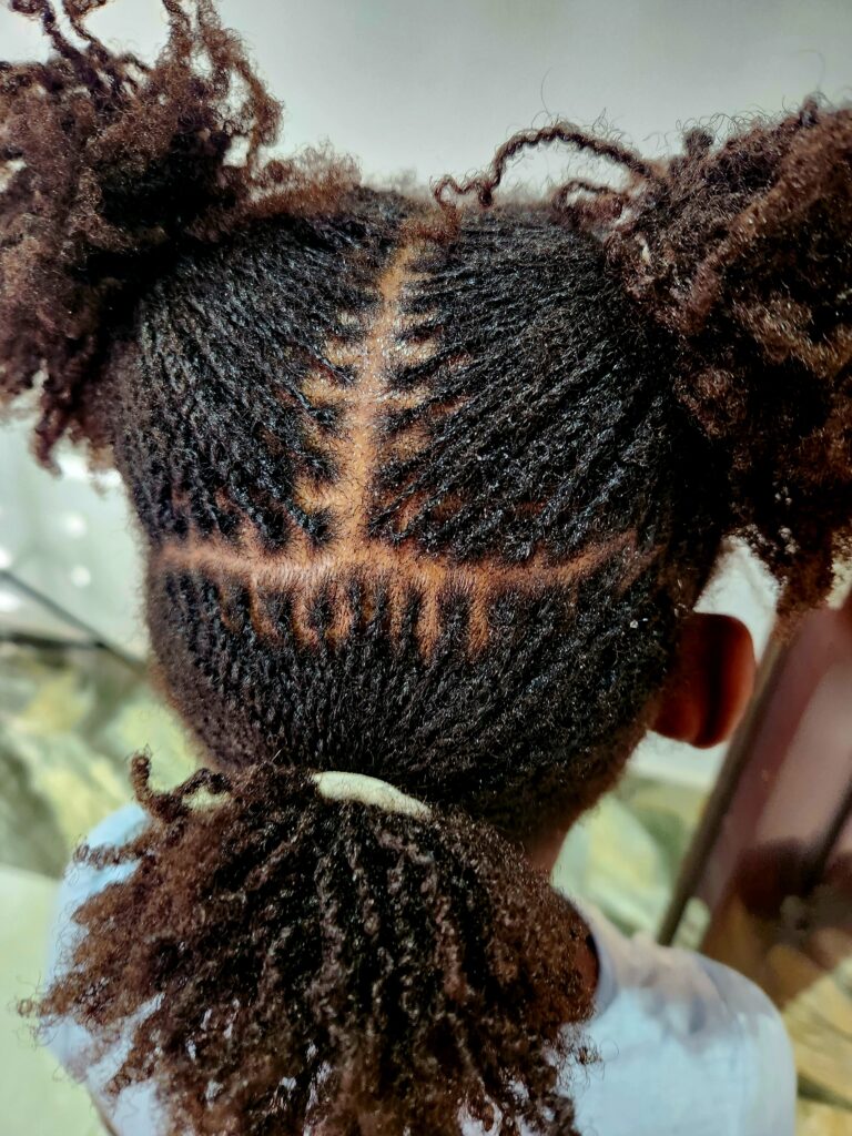 Three part locs hairstyle