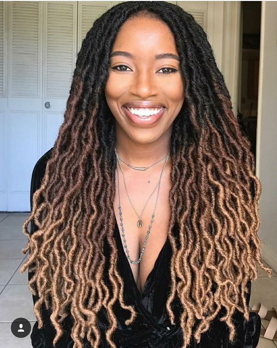 Woman on faux crochet locs