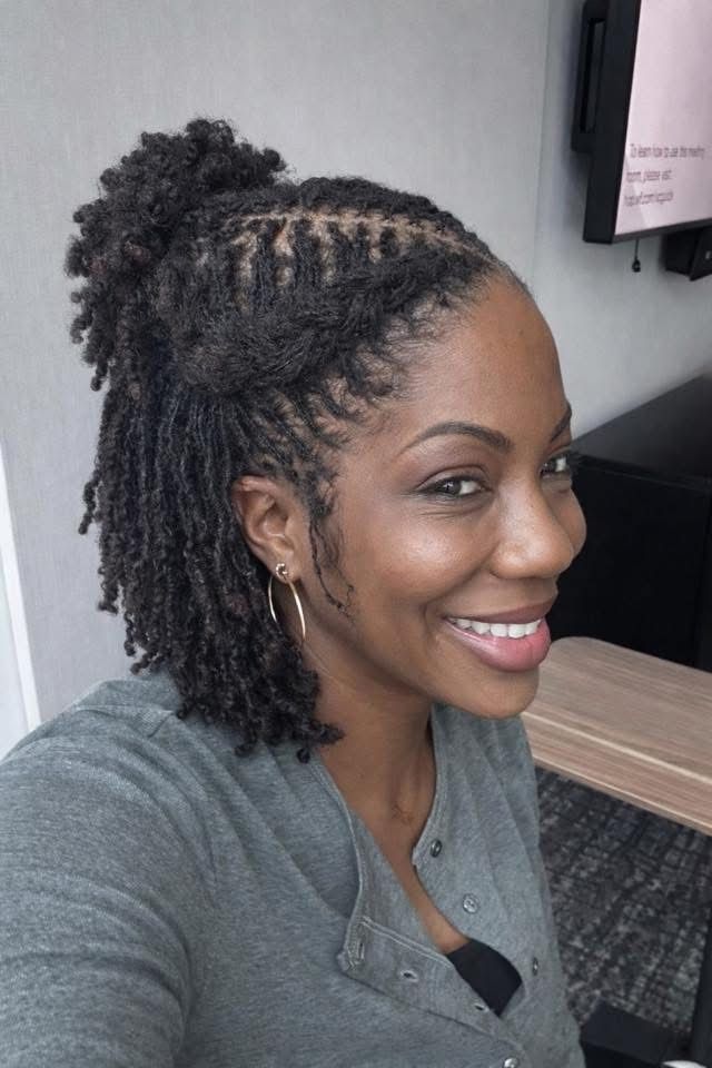 Woman on Front cornrow sisterlocks