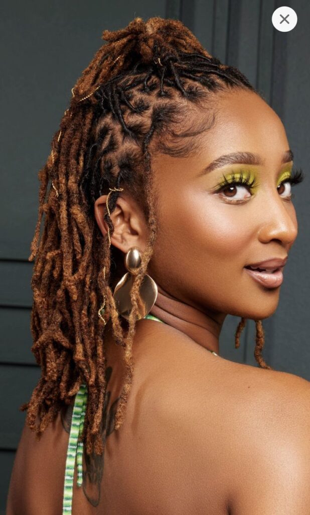 HALF UP HALF DOWN LOCS WITH FRONT CONROW
