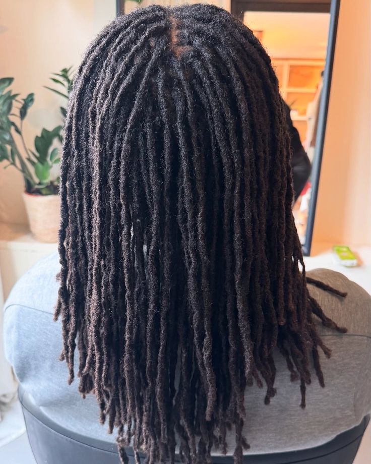 Back view of Interlocked mature locs