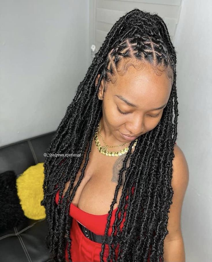 An Image of a lady on a criss cross loc style