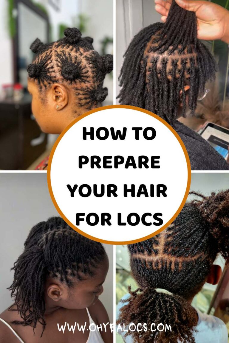 four locs images with text overlay how to prepare your hair for locs