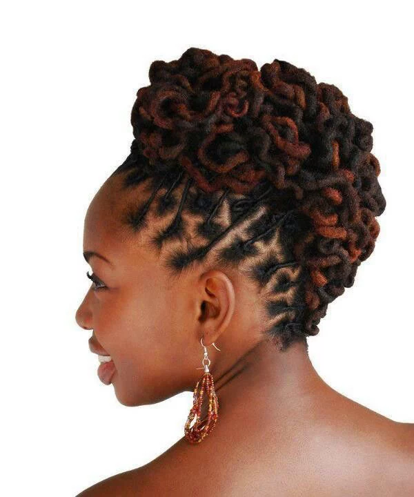 A GLAMOROUS BIRTHDAY LOC HAIRSTYLES THAT IS RED IN  COLOR