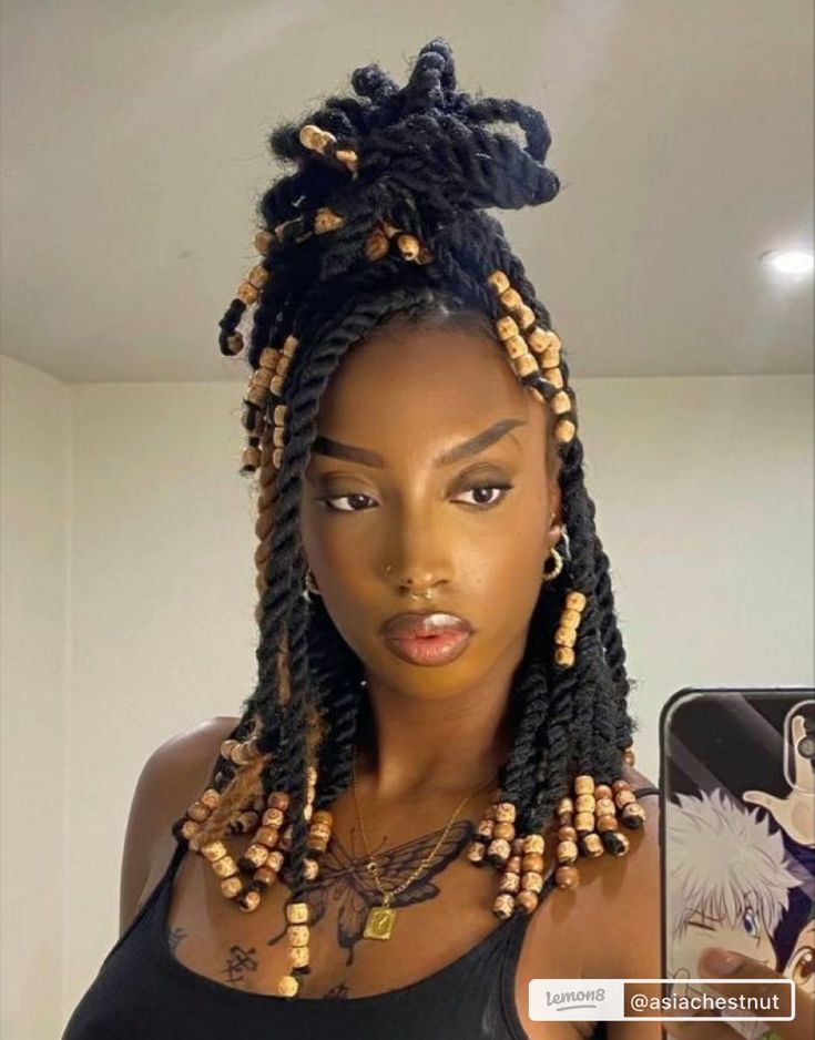 Beaded loc ponytail