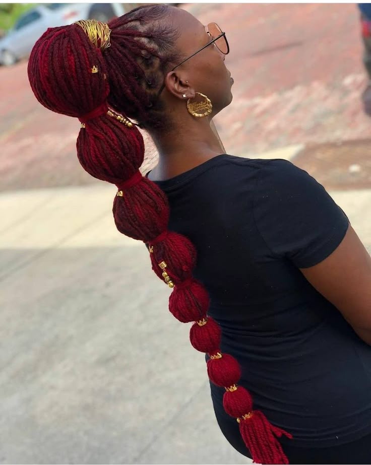 High loc ponytail with jeweled wrap