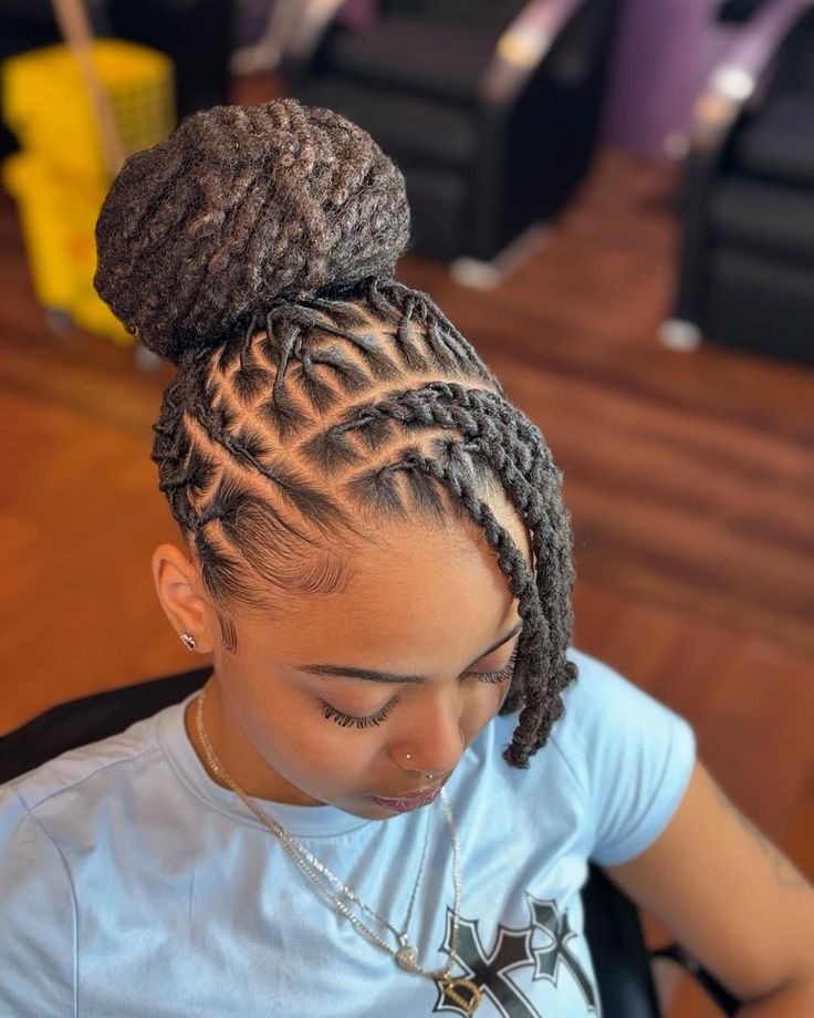 high bun locs