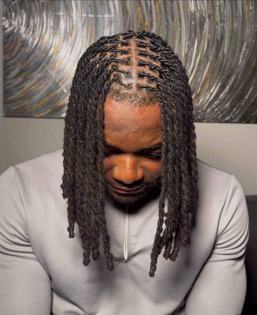 Male centre parting locs