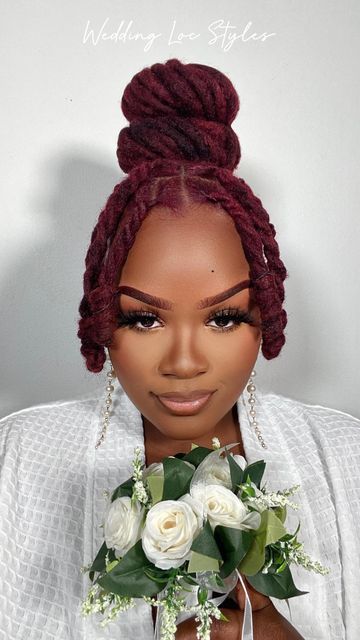 WEDDING REDDISH-LOCS BRIDAL UPDO STYLE