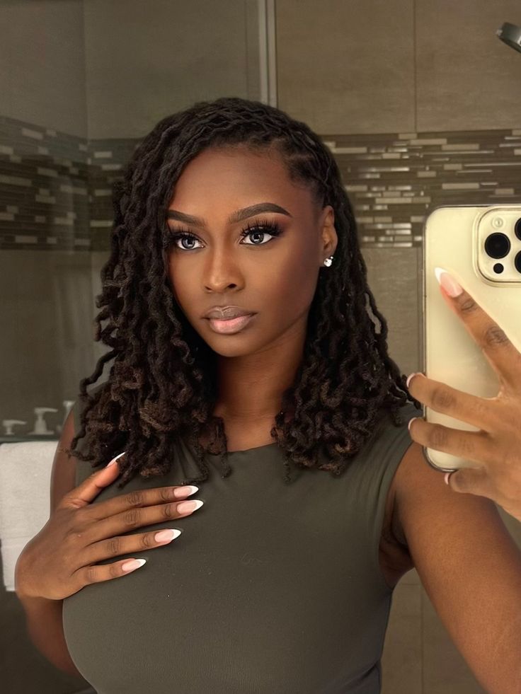  Curly Locs with Side Part