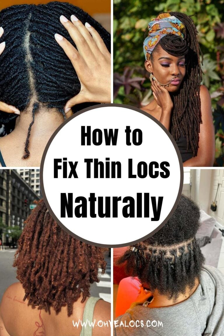 FOUR-GRID LOCS IMAGE WITH CENTER TEXT OVERLAY How to Fix Thin Locs Naturally