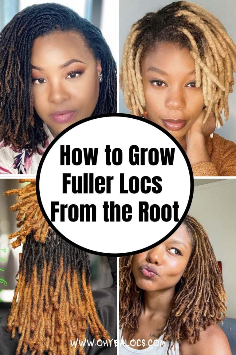 four-grid text images with text overelay How to Grow Fuller Locs From the Root