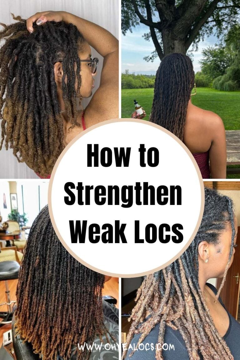 FOUR GRID LOCS IMAGE WITH TEXT OVERLAY AT THE CENTER How to Strengthen Weak Locs