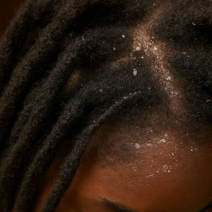 Unhealthy scalp with dandruff