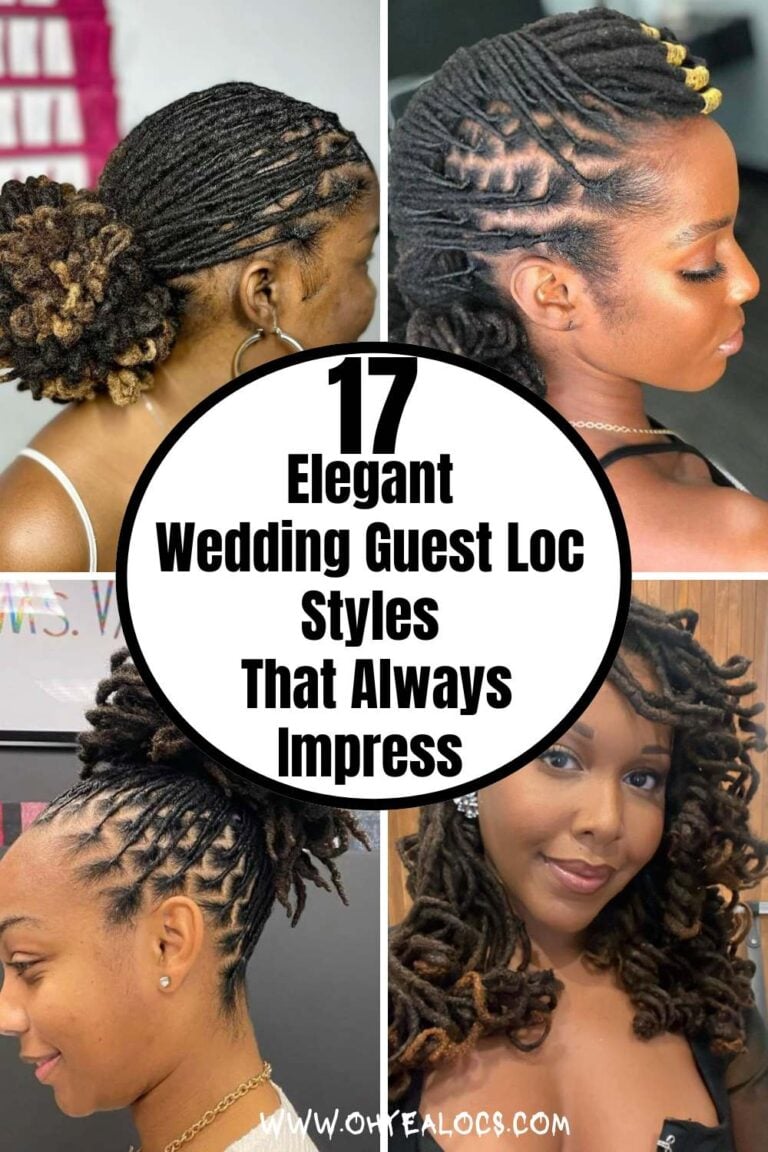 FOUR- GRID LOCS IMAGE WITH TEXT OVERLAY 17 Elegant Wedding Guest Loc Styles That Always Impress