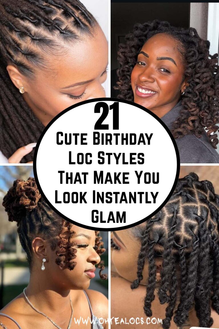 four - grid locs image with text overlay 21 Cute Birthday Loc Styles That Make You Look Instantly Glam