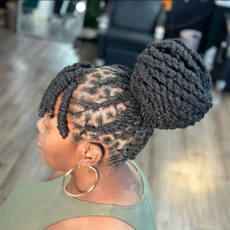  High Bun Loc Style