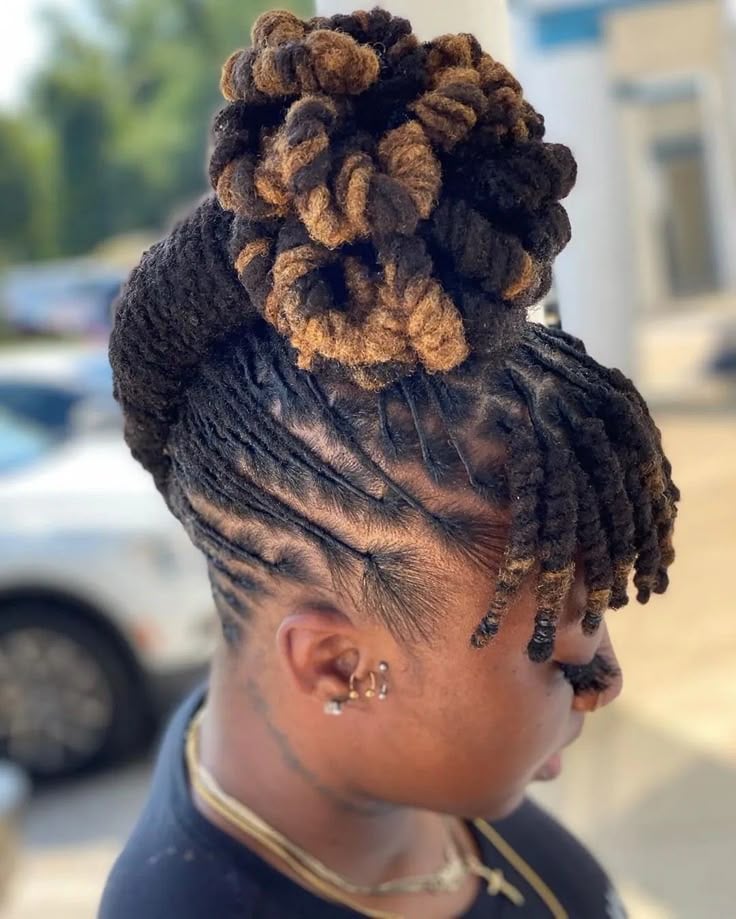 Double French Roll Loc Updo