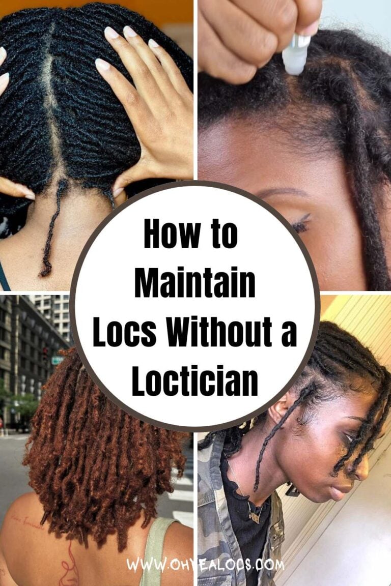 four-grid locs image with text overlay How to Maintain Locs Without a Loctician