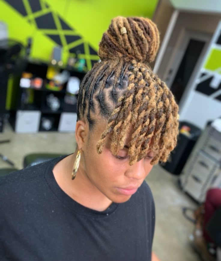 Loc Bun with Bangs