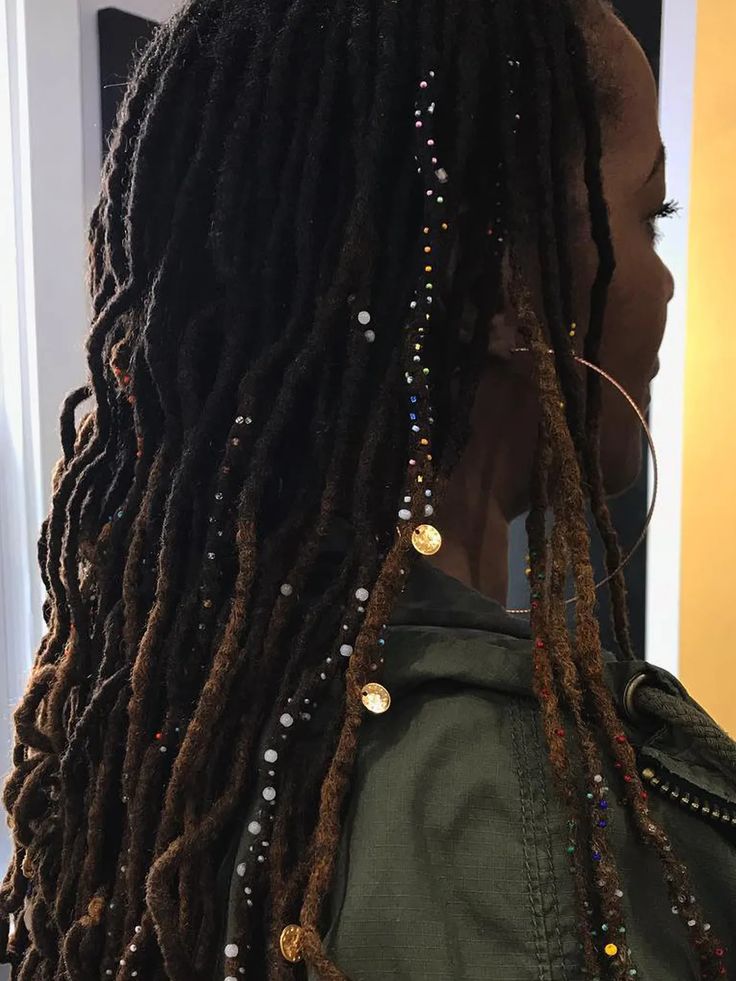 Long Flowing Locs with Hair Jewelry