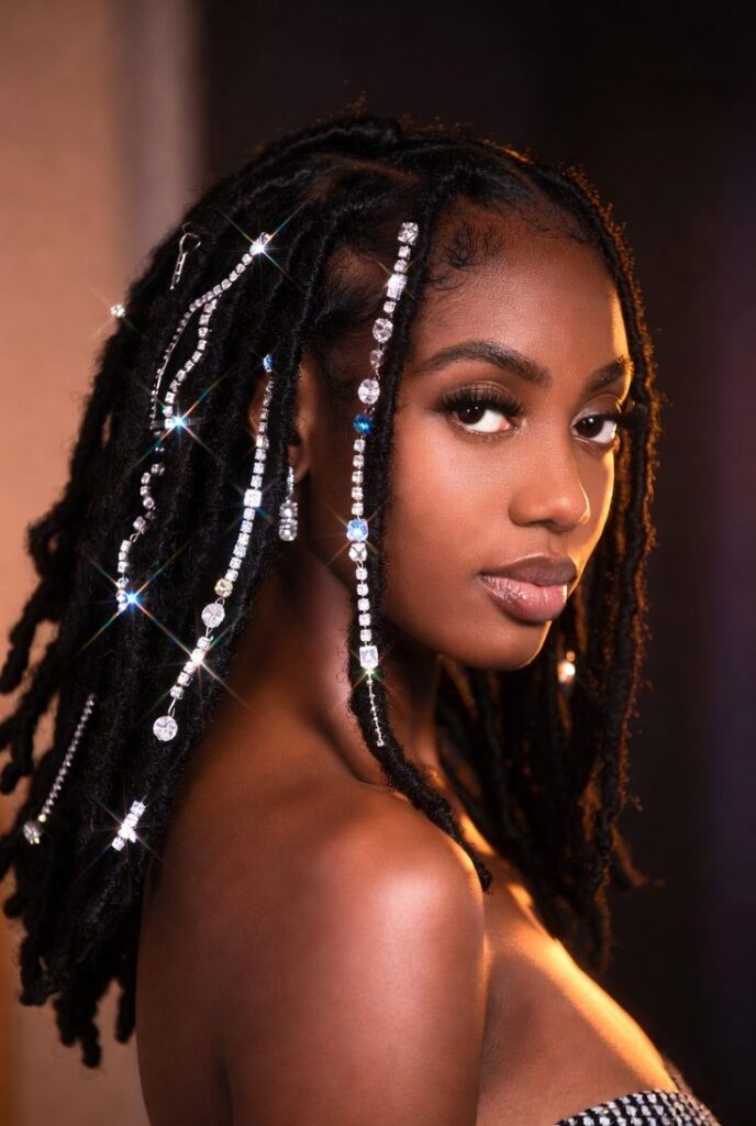 Long Locs With Sparkling Hair Jewelry