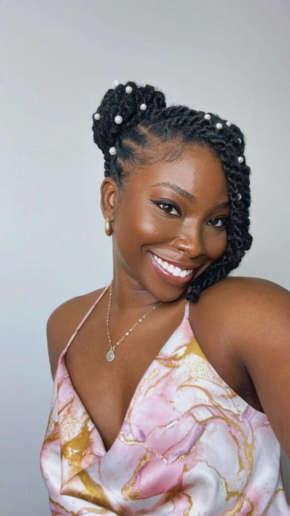  Luxury Loc Updo With Pearls