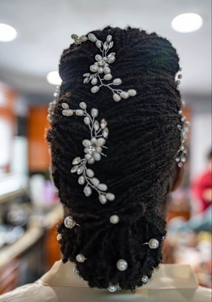 Pearl-Decorated Bridal Locs