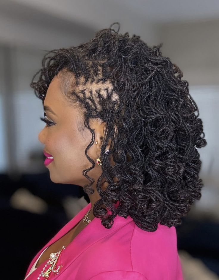 Side-Swept Curled Locs