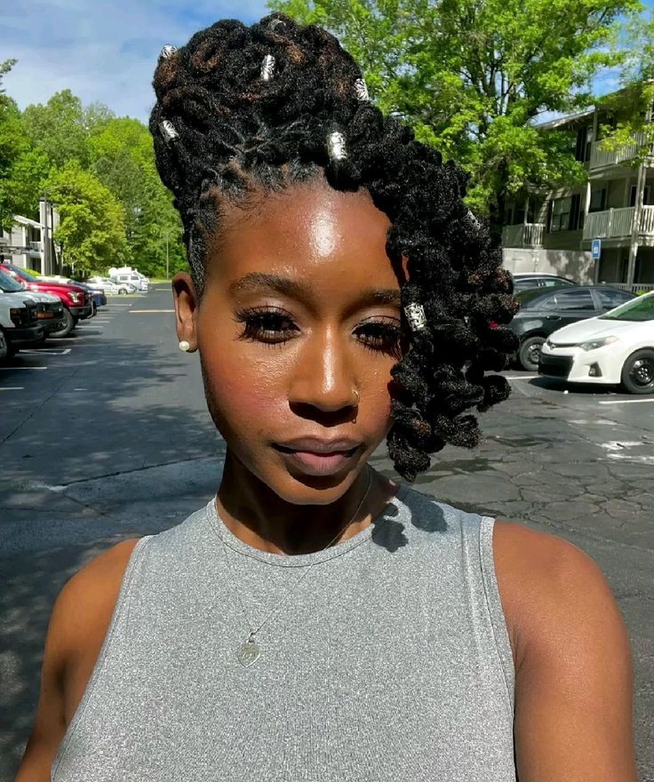 Side-Swept Locs With Statement Earrings