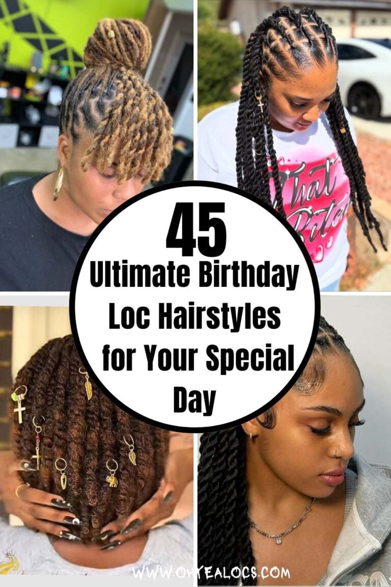 FOUR-GRID LOCS IMAGE WITH TEXT OVERLAY Ultimate Birthday Loc Hairstyles for Your Special Day