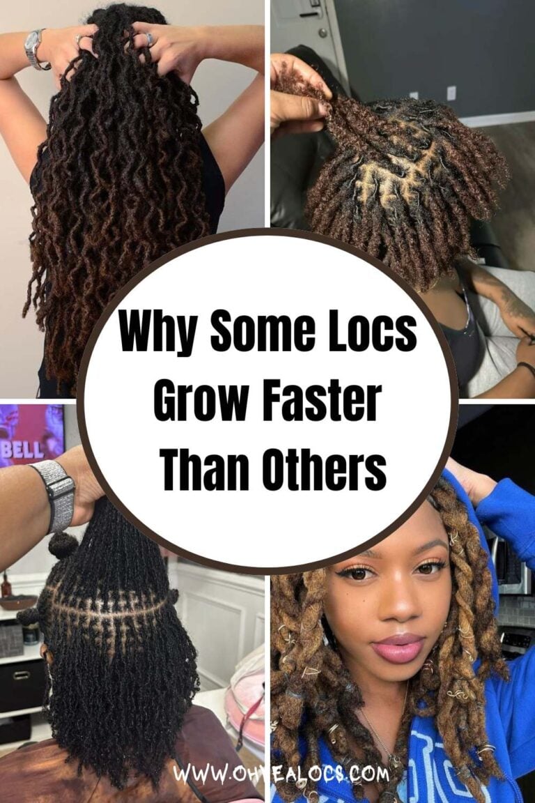 four grid locs image and text overlay Why Some Locs Grow Faster Than Others
