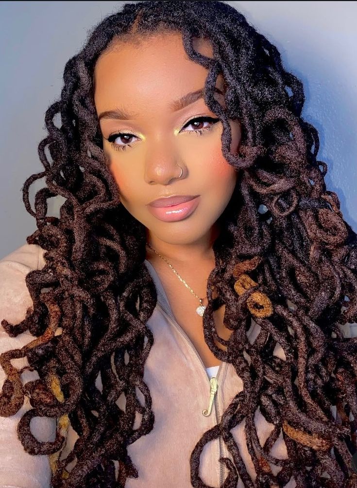 long flowing curled locs