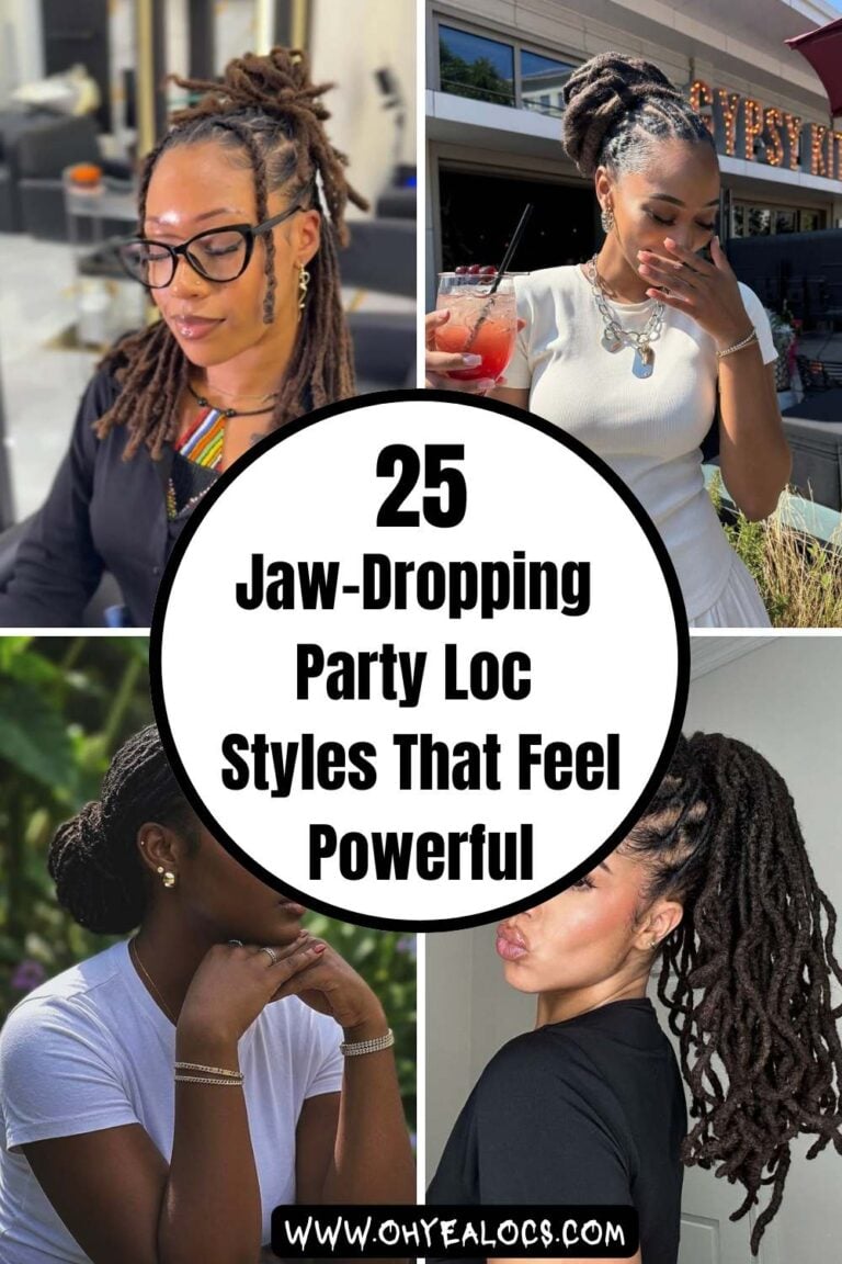 four grid locs images and text overlay Jaw-Dropping Party Loc Styles That Feel Powerful