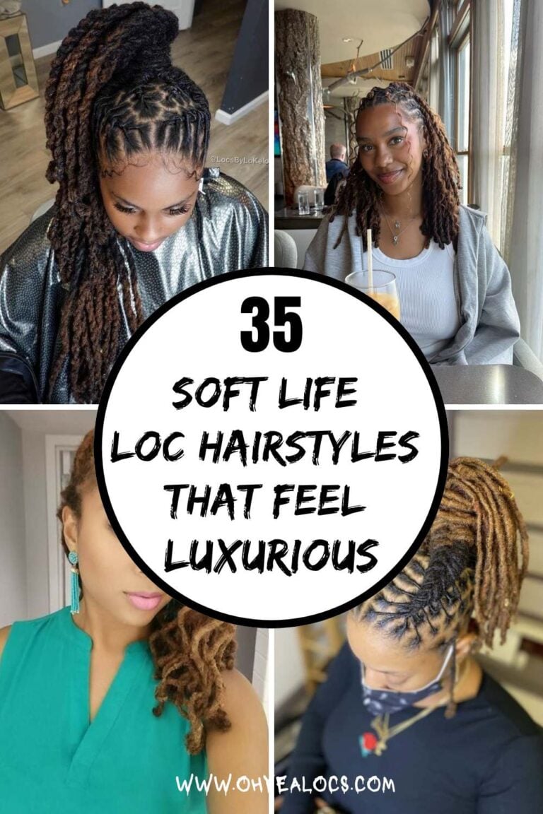 four grid locs image and text overlay Soft Life Loc Hairstyles That Feel Luxurious