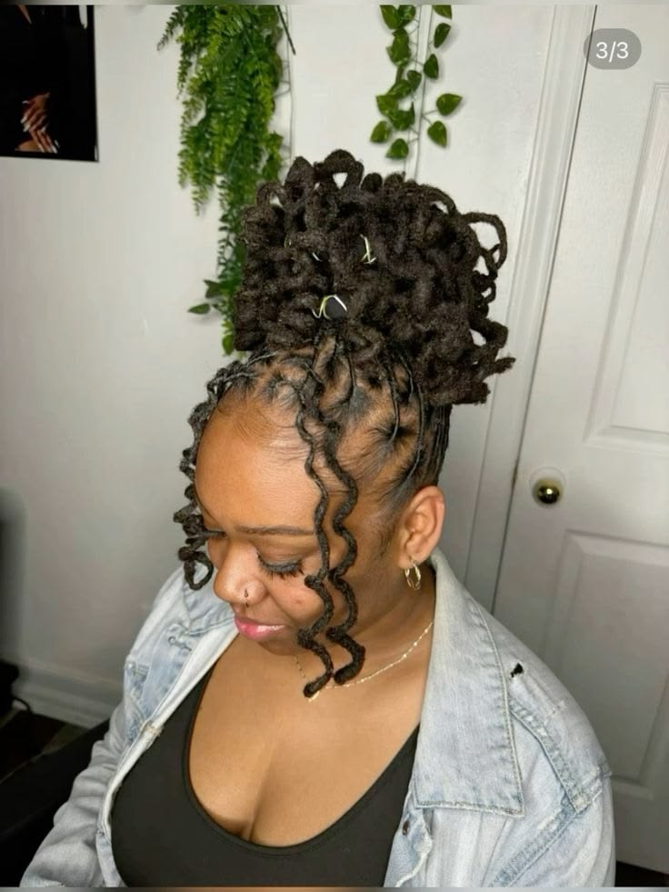 Curled Loc Half-Updo