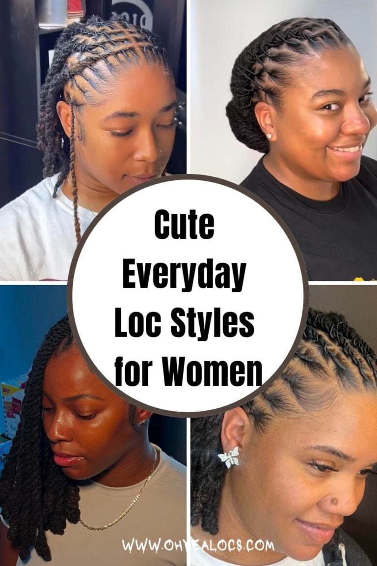 four grid locs image and center text overlay Cute Everyday Loc Styles for Women