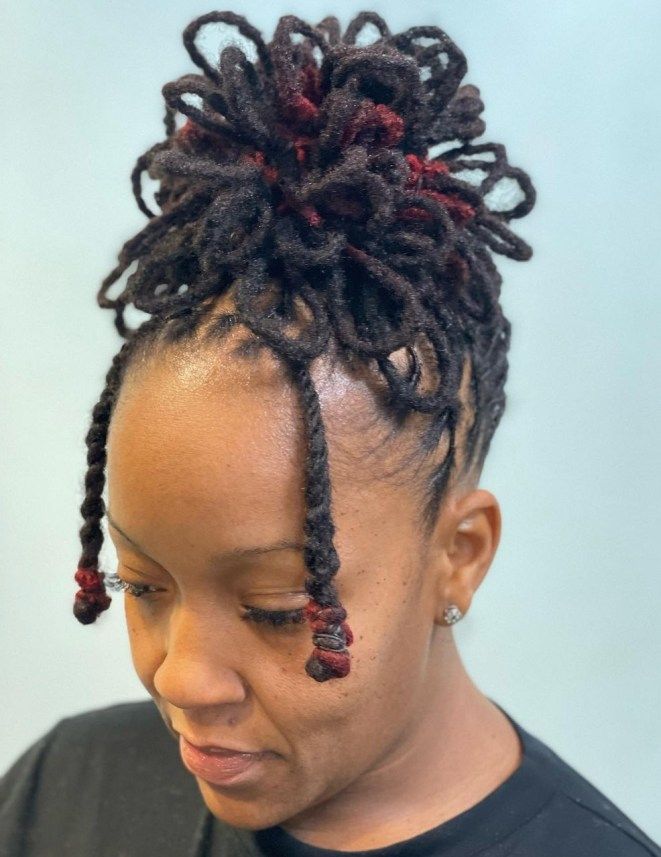 High Loc Bun With Face-Framing Pieces