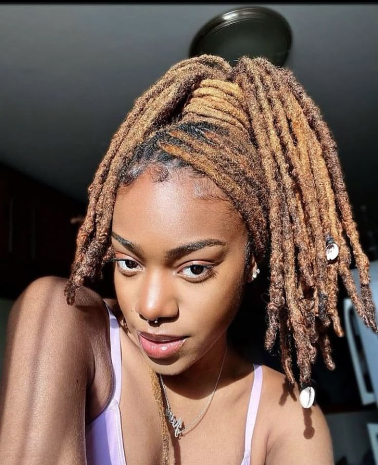 High Ponytail Locs with Wrapped Base