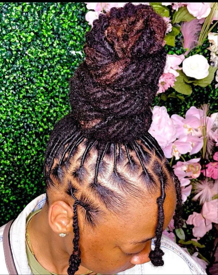 High Top Knot with Face-Framing Locs