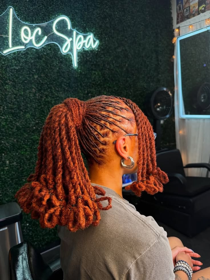 Loc Ponytail With Curled Ends