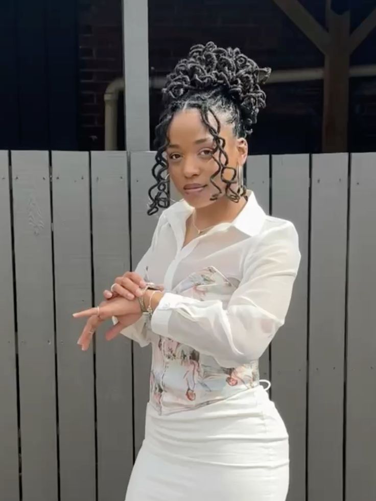 Romantic Loc Updo With Loose Ends