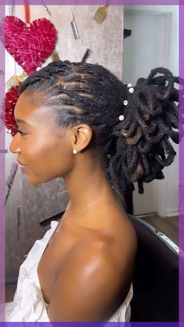 Locs Pinned Into a Romantic Updo
